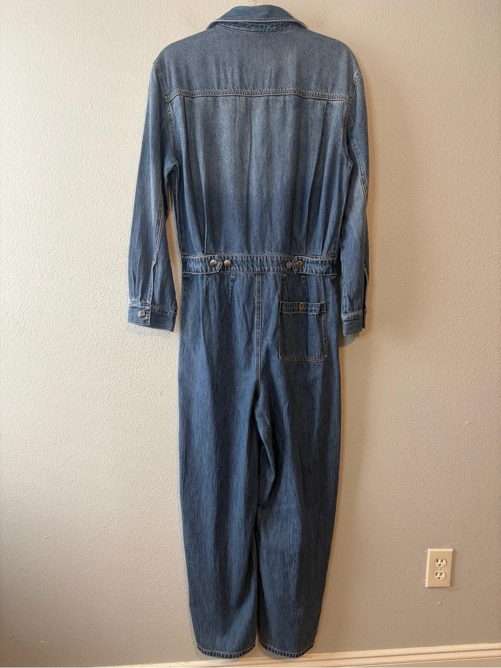 Pleated Barrel-Leg Jumpsuit in Baywood Wash: Airy Denim Edition